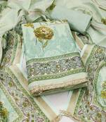 multicolor printed silk blend  linen unstitched dress material 