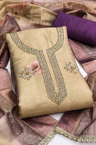 multicolor printed silk blendunstitched dress material 
