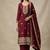 Maroon embroidered chanderi silk kurta set with dupatta