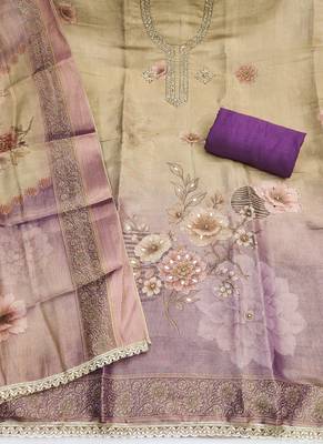 multicolor printed silk blendunstitched dress material  2