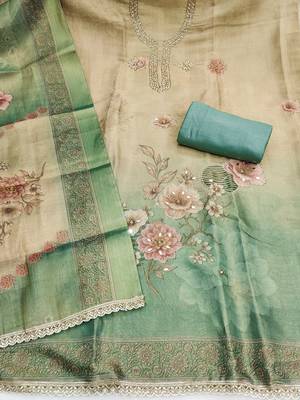 multicolor printed silk blendunstitched dress material  2