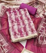 multicolor printed  linen cotton unstitched dress material 