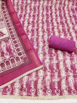 multicolor printed  linen cotton unstitched dress material  2