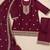 Maroon embroidered chanderi silk kurta set with dupatta