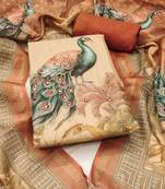 multicolor printed  linen cotton unstitched dress material 
