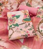 multicolor printed  linen cotton unstitched dress material 