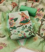 multicolor printed  linen cotton unstitched dress material 