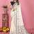 white color printed work cotton blend saree