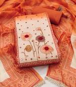multicolor printed  linen cotton unstitched dress material 