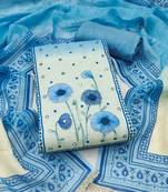 multicolor printed  linen cotton unstitched dress material 