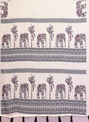 white color printed work cotton blend saree 4