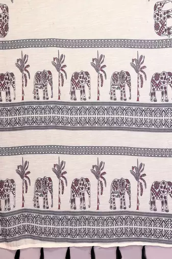white color printed work cotton blend saree