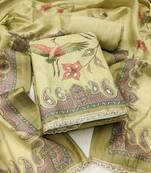 multicolor printed  linen cotton unstitched dress material 