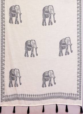 white color printed work cotton blend saree 4