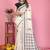white color printed work cotton blend saree