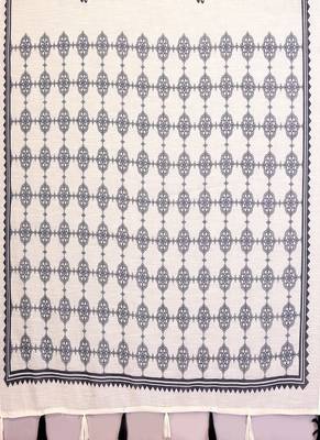 white color printed work cotton blend saree 4