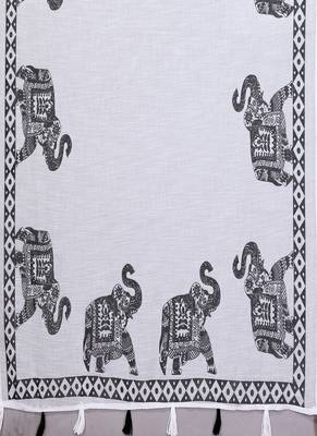 white color printed work cotton blend saree 4