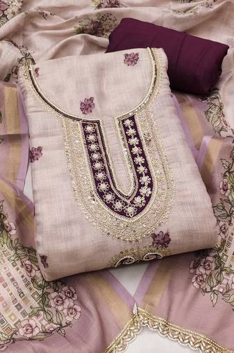 multicolor printed  linen cotton unstitched dress material 