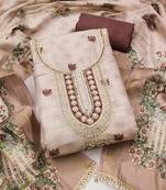 multicolor printed  linen cotton unstitched dress material 