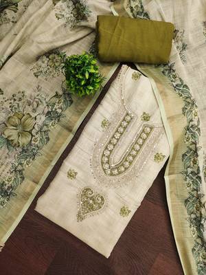 multicolor printed  linen cotton unstitched dress material  4