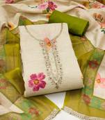 pink bandhej  linen cotton unstitched dress material 
