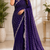 Purple Color Original beeds work Space Silk Blend Saree