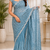 Sky Blue Color Original beeds work Space Silk Blend Saree