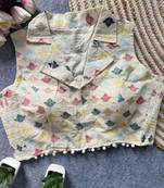 White khadi cotton blend embroidered designer blouse