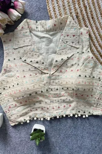 White khadi cotton blend embroidered designer blouse