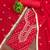 red bandhej silk blend  unstitched dress material 