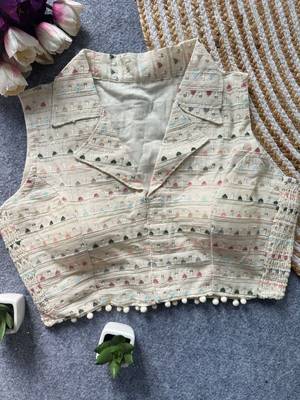 White khadi cotton blend embroidered designer blouse 2