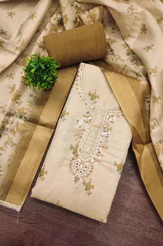 multicolor printed  linen cotton unstitched dress material 