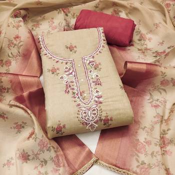 multicolor printed  linen cotton unstitched dress material  1