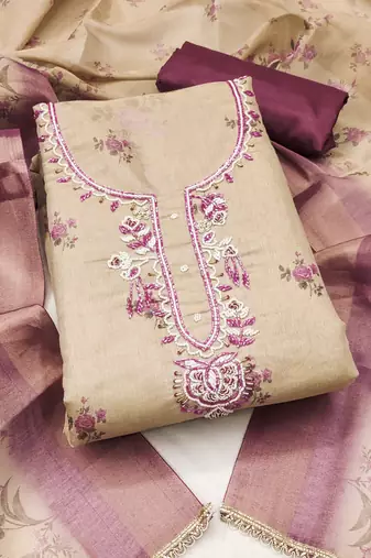 multicolor printed  linen cotton unstitched dress material 