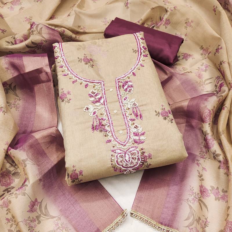 multicolor printed  linen cotton unstitched dress material 