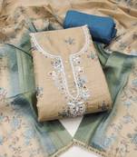multicolor printed  linen cotton unstitched dress material 
