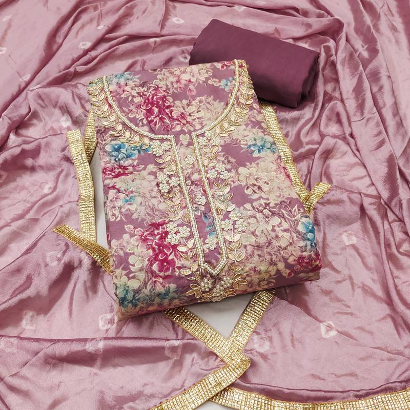 multicolor printed  modal unstitched dress material 