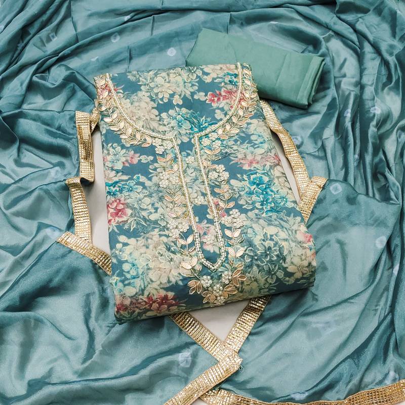 multicolor printed  modal unstitched dress material 