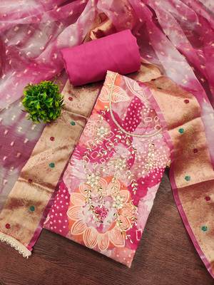 multicolor printed  modal unstitched dress material  4