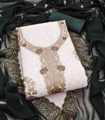 white embroidered georgette unstitched dress material 