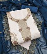 white embroidered georgette unstitched dress material 