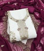 white embroidered georgette unstitched dress material 