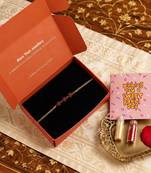 Divine rudraksha bead rakhi with gold-tone chain