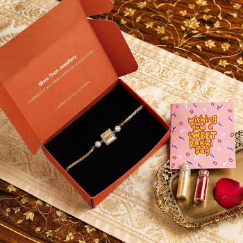 Designer bro rakhi with pearl beads 1