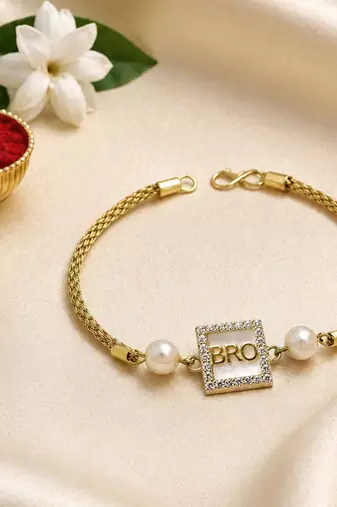 Designer bro rakhi with pearl beads