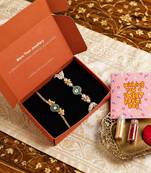 Mint evil eye pearl bhaiya bhabhi rakhi set