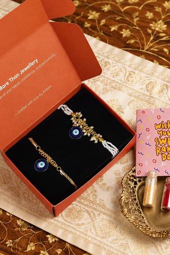 Classic blue evil eye bhaiya bhabhi rakhi