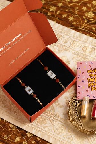 Om rudraksha bhaiya bhabhi rakhi pair