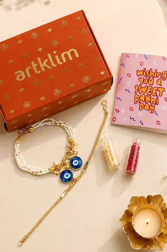 Classic blue evil eye bhaiya bhabhi rakhi