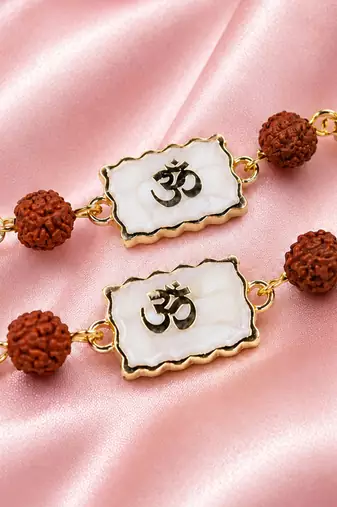 Om rudraksha bhaiya bhabhi rakhi pair